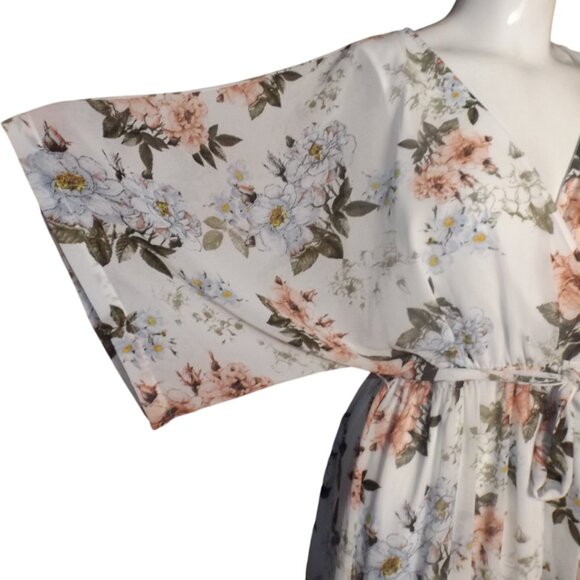 BALTIC BORN Maxi Dress, L, Off-white, Pink Floral, Faux Wrap, short lining - Picture 5 of 14